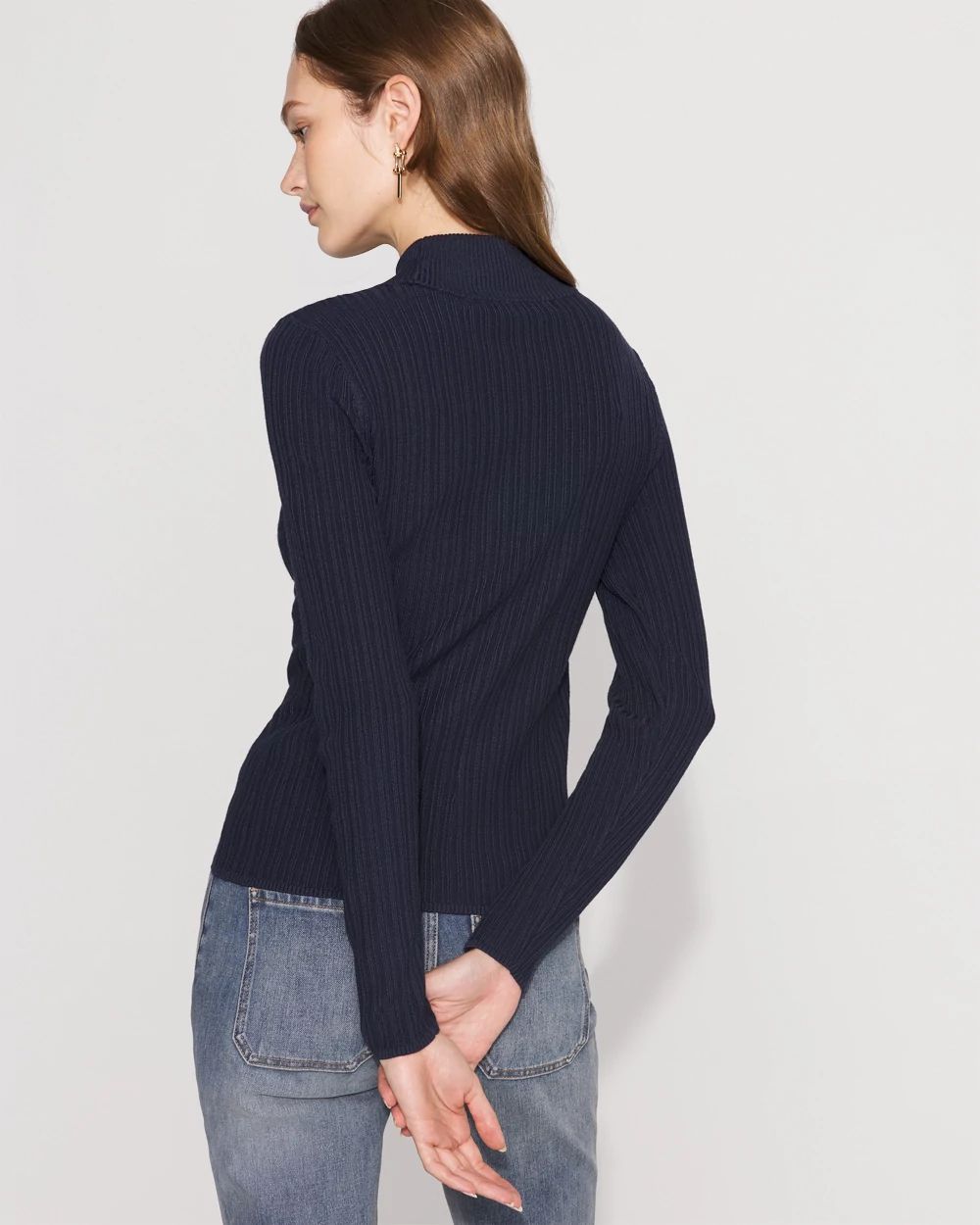 Essential Mock Neck Rib Sweater | White House Black Market